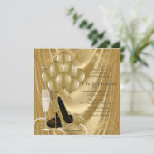 Hollywood Glamour Goud Verjaardagsfeest Kaart (Staand voorkant)