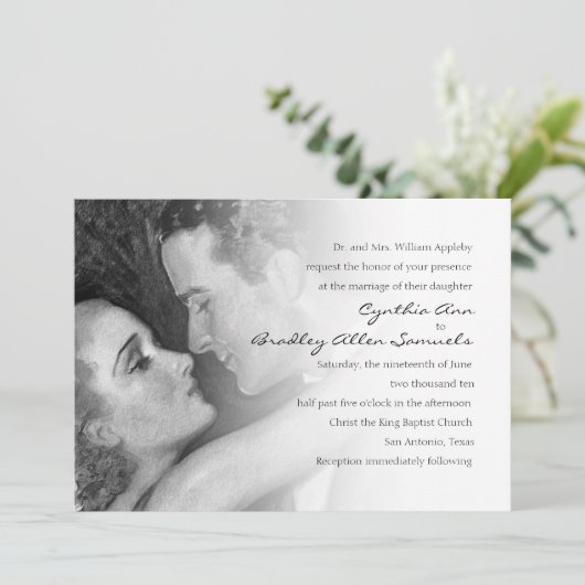  Hollywood Glamour Paar Bruiloft Kaart (Staand voorkant)