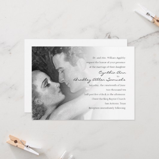  Hollywood Glamour Paar Bruiloft Kaart (Voorkant / Achterkant in situ)