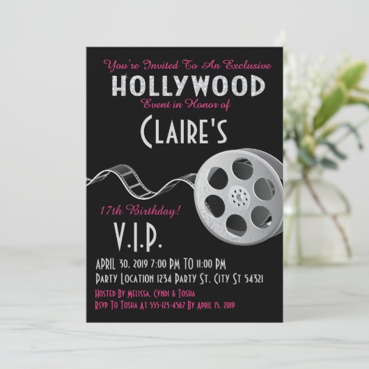 Hollywood Glitter Verjaardag Kaart (Staand voorkant)