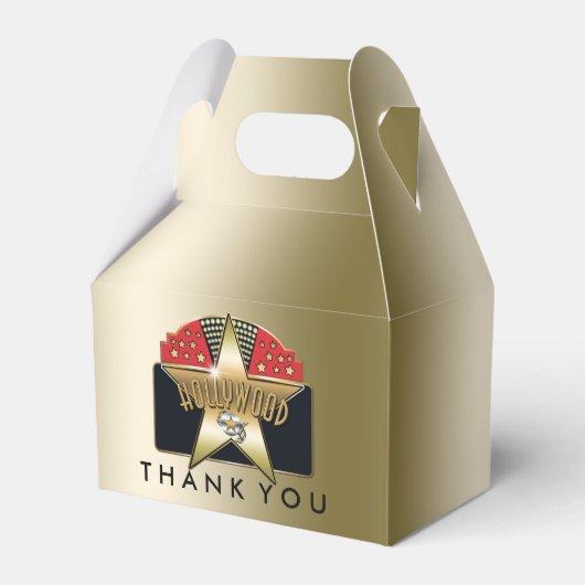 HOLLYWOOD Gouden Retro Verjaardagsfeestje Favoriet Bedankdoosjes (Voorkant Zijde)
