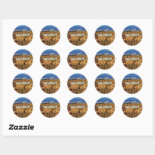 Hollywood, iconisch bord, ronde sticker (Vel)