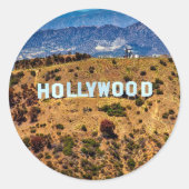 Hollywood, iconisch bord, ronde sticker (Voorkant)