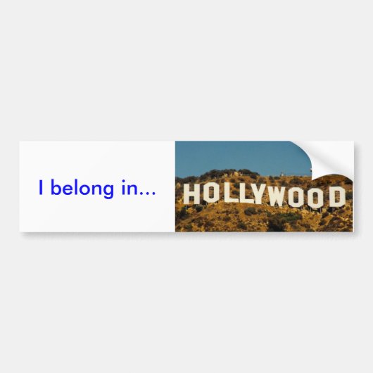 Hollywood, ik hoor thuis in... bumpersticker (Voorkant)