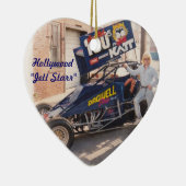 Hollywood Jett Starr met zijn vuile auto Keramisch Ornament (Rechts)