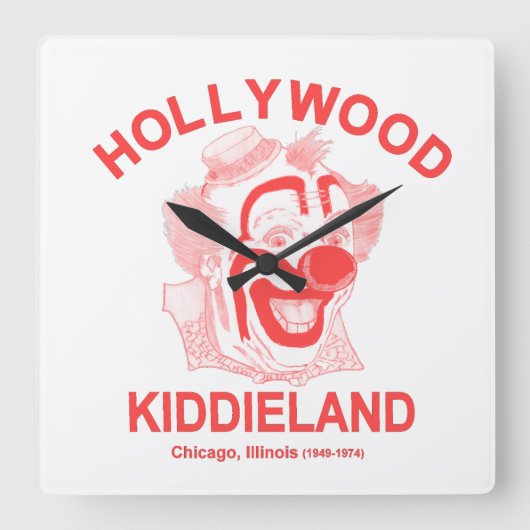 Hollywood Kiddieland, Chicago, Illinois Amusement Vierkante Klok (Voorkant)