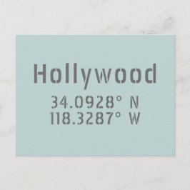 Hollywood Latitude Longitude Briefkaart