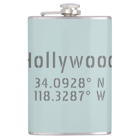 Hollywood Latitude Longitude Heupfles (Voorkant)