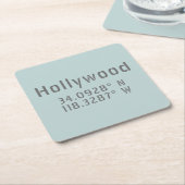 Hollywood Latitude Longitude Kartonnen Onderzetters (Schuin)