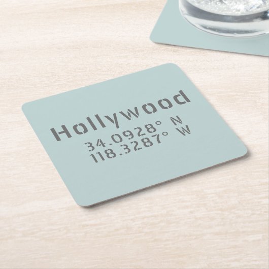 Hollywood Latitude Longitude Kartonnen Onderzetters (Schuin)