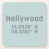 Hollywood Latitude Longitude Kartonnen Onderzetters (Voorkant)