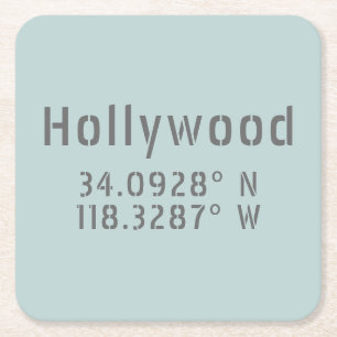 Hollywood Latitude Longitude Kartonnen Onderzetters