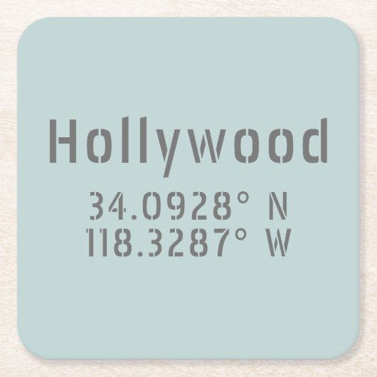 Hollywood Latitude Longitude Kartonnen Onderzetters (Voorkant)