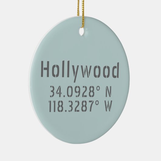 Hollywood Latitude Longitude Keramisch Ornament (Rechts)