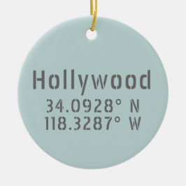 Hollywood Latitude Longitude Keramisch Ornament