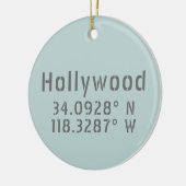 Hollywood Latitude Longitude Keramisch Ornament (Links)