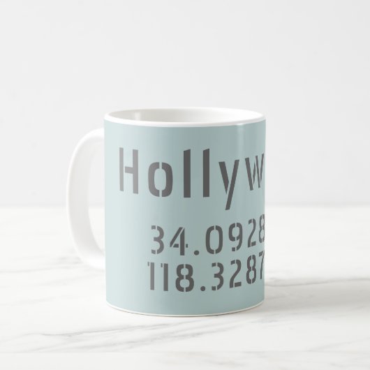 Hollywood Latitude Longitude Koffiemok (Voorkant links)