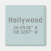 Hollywood Latitude Longitude Magneet (Voorkant)