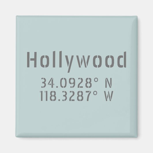 Hollywood Latitude Longitude Magneet (Voorkant)
