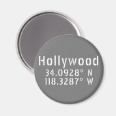 Hollywood Latitude Longitude Magneet (Voorkant / Achterkant)