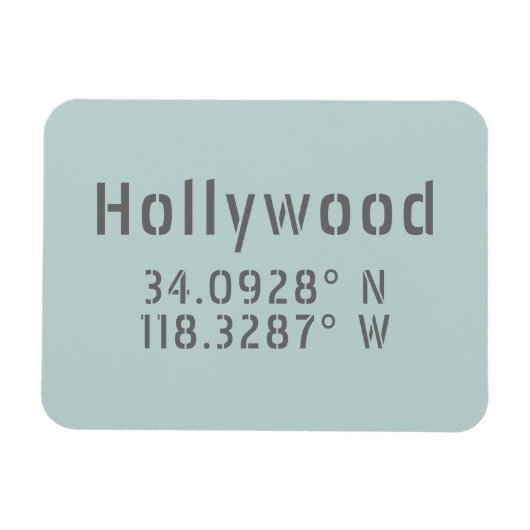 Hollywood Latitude Longitude Magneet (Horizontaal)