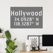 Hollywood Latitude Longitude Poster (Thuiskantoor)