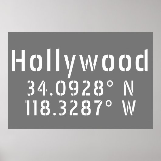 Hollywood Latitude Longitude Poster (Voorkant)