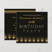 Hollywood Lights Black Gold verjaardagsuitnodiging Kaart (Voorkant / Achterkant)