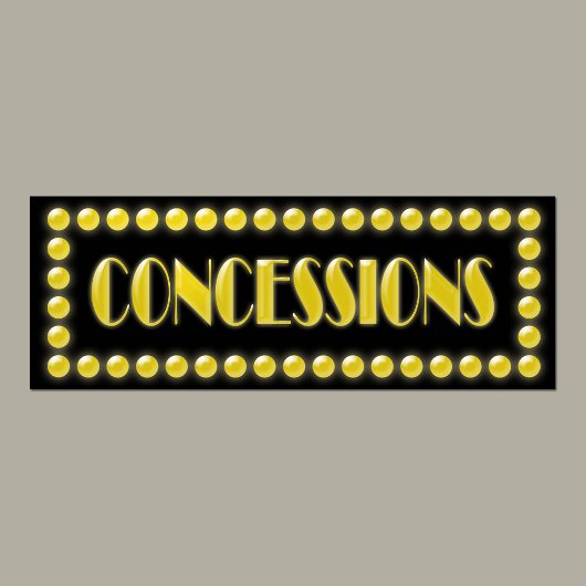 Hollywood Lights Concessions Sign Movie Party Poster