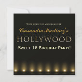 Hollywood Lights Gold Typography Party Uitnodiging (Voorkant)