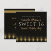 Hollywood Lights Gold Typography Sweet 16 Party Kaart (Voorkant / Achterkant)