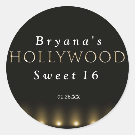 Hollywood Lights Zwarte Feest Sticker Label (Voorkant)