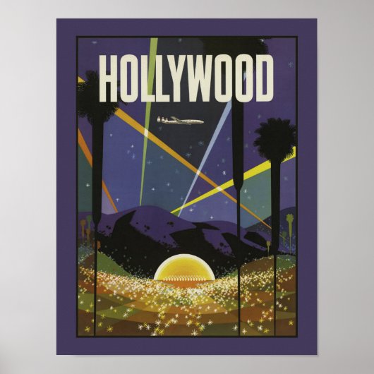 Hollywood Los Angeles Vintage Travel Poster (Voorkant)