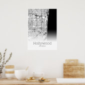Hollywood Map - Florida - City Map Poster (Keuken)