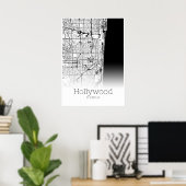 Hollywood Map - Florida - City Map Poster (Thuiskantoor)