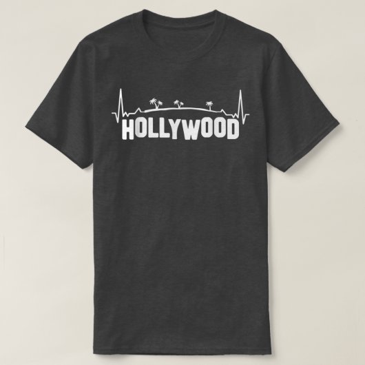 Hollywood met palmbomen Los Angeles Heartbeat T-shirt (Design voorkant)