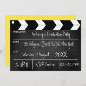 Hollywood Movie Graduation Party Chalkboard Uitnod Kaart (Voorkant / Achterkant)