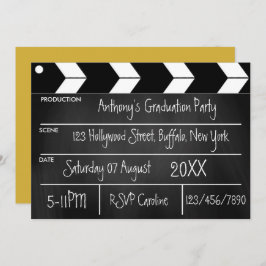 Hollywood Movie Graduation Party Chalkboard Uitnod Kaart