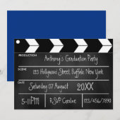 Hollywood Movie Graduation Party Chalkboard Uitnod Kaart (Voorkant / Achterkant)