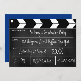 Hollywood Movie Graduation Party Chalkboard Uitnod Kaart