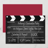 Hollywood Movie Graduation Party Chalkboard Uitnod Kaart (Voorkant / Achterkant)