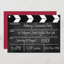 Hollywood Movie Graduation Party Chalkboard Uitnod