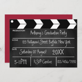 Hollywood Movie Graduation Party Chalkboard Uitnod Kaart