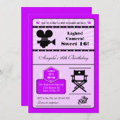 Hollywood Movie Sweet 16 Uitnodiging (Voorkant / Achterkant)
