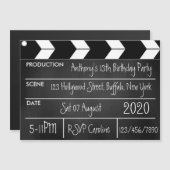Hollywood Movie Theme Birthday Party Chalkboard Magnetische Uitnodiging (Voorkant / Achterkant)