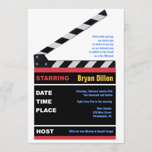 HOLLYWOOD MOVIES met een smaakbalk Mitzvah Invite Kaart