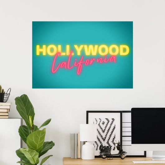 Hollywood  Neon Lights Poster (Thuiskantoor)