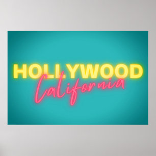 Hollywood  Neon Lights Poster