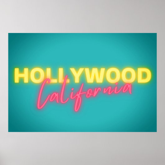 Hollywood  Neon Lights Poster (Voorkant)