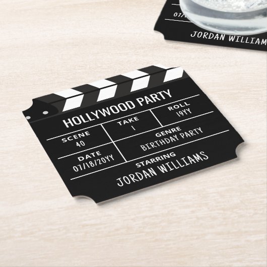 Hollywood Party Coasters, Custom Clapperboard  Kartonnen Onderzetters (Gekanteld)